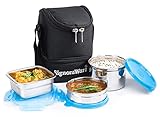 Signoraware Trio Stainless Steel Lunch Box Set of 3 500 ml 400 ml 200 ml Blue