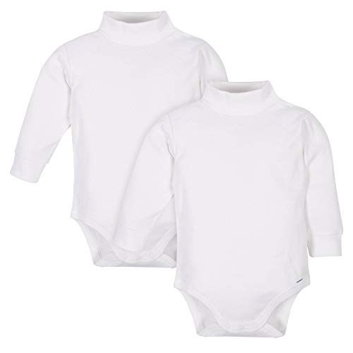 Gerber 2-pack Long Sleeve Turtleneck Onesies Bodysuits, White, 4T