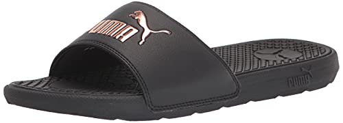 PUMA Womens Cool Cat 2.0 Slide Sandal, PUMA Womens Black-Rose Gold, 10