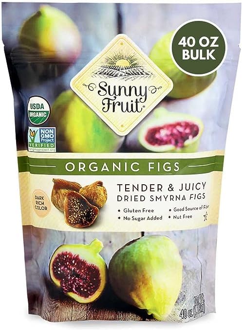 Sunny Fruit Soft Organic Turkish Dried Figs, 2.5 Pound Bulk Bag | No Preservatives, No Sugar Added | Healthy, Naturally Sweet Snack | Whole Dried Fruits | ORGANIC, NON-GMO, VEGAN, HALAL, KOSHER