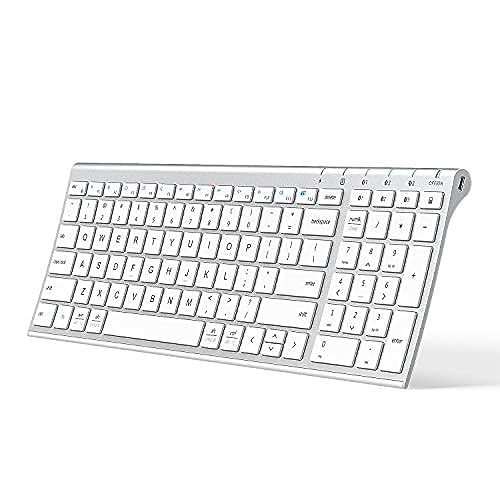iClever BK10 Bluetooth Keyboard, Universal Bluetooth 5.1 Wireless Keyboard with Number Pad, Ergonomic Design, Multi-Device Compatibility, Stable Connection for Mac, iPad, iPhone, Android, Windows
