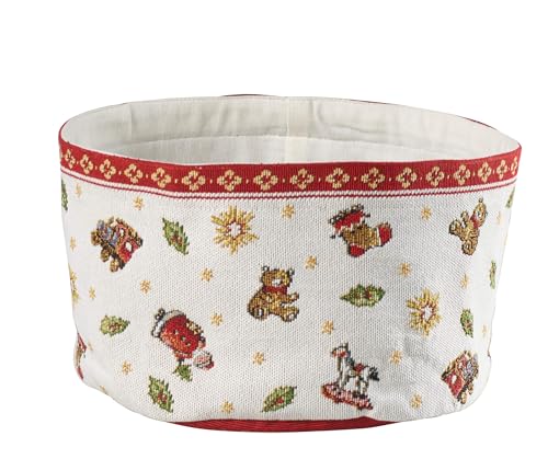 Villeroy & Boch Toy’s Delight Gobelin Basket, Bread Bag Maoffrom Cotton and Polyester, Machine Washable up to 40 Degree Celsius, Red/Multi-Coloured, 15 x 23 cm, One Size