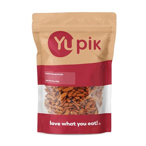 Yupik Salted Sesame Sticks 2.2 lb (35.2 oz), Vegan, Kosher, Low-Calorie, Source of Protein & Fiber, Cholesterol-Free, Sugar-Free, Perfect for Snacking & Parties