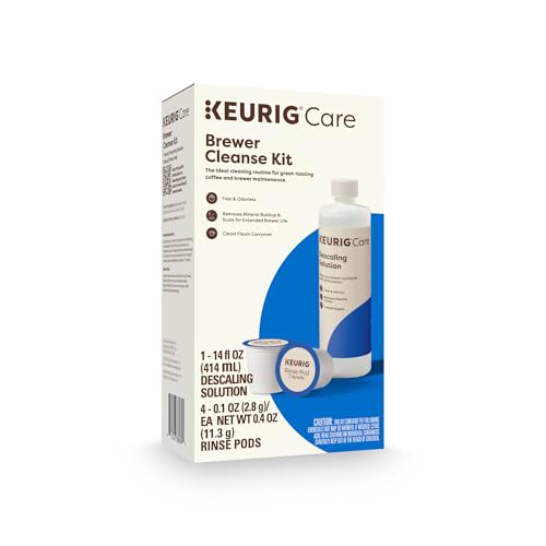 Keurig Brewer Cleanse Kit For Maintenance Includes Descaling Solution & Rinse Pods, Compatible with Keurig Classic/1.0 & 2.0 K-Cup Pod Coffee Makers, 4 Count