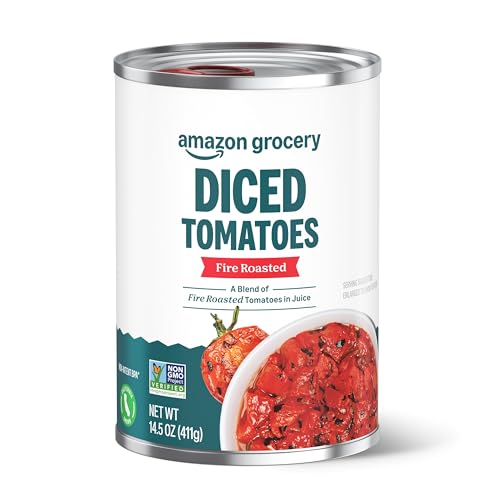 Amazon Grocery, Canned Fire Roasted Diced Tomatoes, 14.5 Oz (Previously Amazon Fresh, Packaging May Vary)