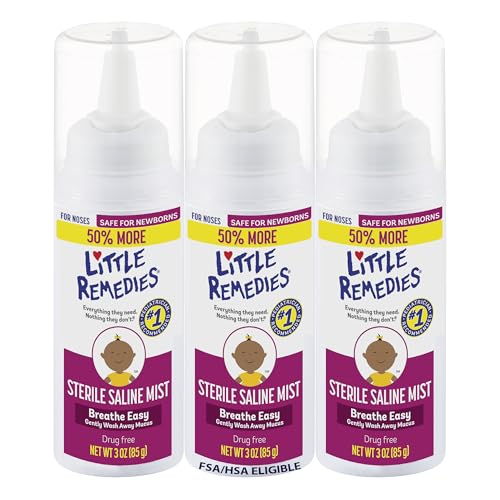 Little Remedies Sterile Saline Nasal Spray for Baby and Newborn, 3 Oz, 3 Pack