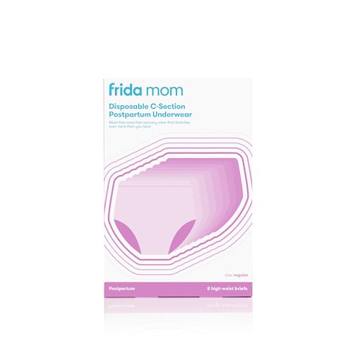 Frida Mom Women's Postpartum Underwear for C-Section Recovery, Disposable High Waist, Seamless with Stretchy Support, Postpartum Essentials, Size Regular (Waist 28"-42" Stretched), 8 Count, Gray