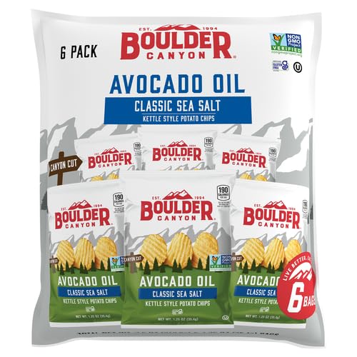 Boulder Canyon Avocado Oil Sea Salt Potato Chips 6 Count, 1.25 OZ