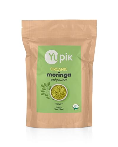Yupik Organic Moringa Leaf Powder 1 lb (16 oz), USDA Certified, Non-GMO, Vegan, Gluten-Free, Kosher, Nutrient-Rich Superfood for Baking, Cooking & Drinks