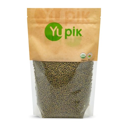 Yupik Organic Mung Beans, 2.2 lb (35.3 oz), USDA Certified, Kosher, Gluten-Free, Dried Legumes, Excellent Source of Protein & Fiber, Perfect for Sprouting, Soups & Salads