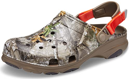 Crocs Unisex-Adult Classic All Terrain Camo Clogs with Adjustable Heel Strap, Walnut, 13 Men/15 Women