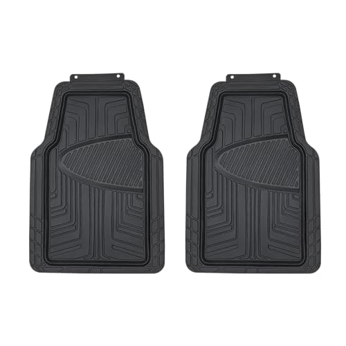 Amazon Basics All-Season Floor Mats for Cars, SUVs and Trucks, Premium Rubber, All Weather Protection, Universal Trim to Fit, 2-Piece, Black