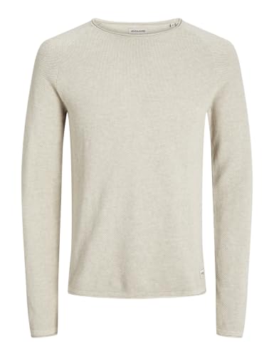 (-51%) JACK & JONES Herren Jjehill Knit Crew Neck Noos Pullover, Weiß (Oatmeal/Melange), S