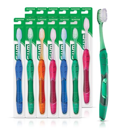 GUM Technique Deep Clean Toothbrush - Compact Soft - Soft Toothbrushes for Adults with Sensitive Gums - Extra Fine Bristles, 1ct (12pk)