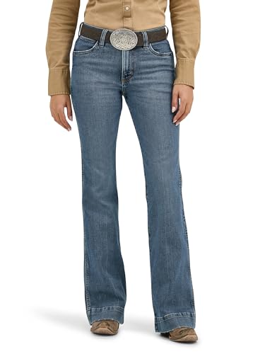 Wrangler Women's Retro High Rise Trouser Jean, Shelby, 28W x 34L