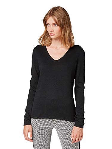 (-30%) TOM TAILOR Damen Basic Strickpullover mit V-Ausschnitt, 10668 - Sky Captain Blue, S