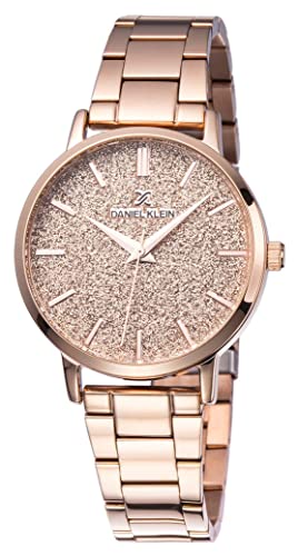 Daniel Klein Analog Glitter Rose Gold Round Dial Water-Resistant Wrist Watch for Women Girls, Ladies - DK11800-4