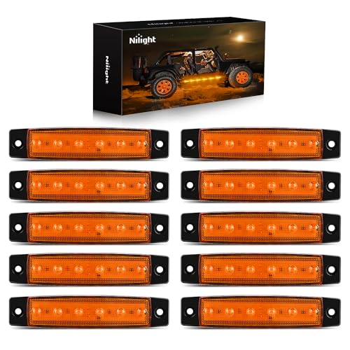 Nilight TL-14 10PCS 3.8” 6 Amber Indicator Rear Side Truck Trailer RV Cab Boat Bus Lorry LED Marker Clearance Light