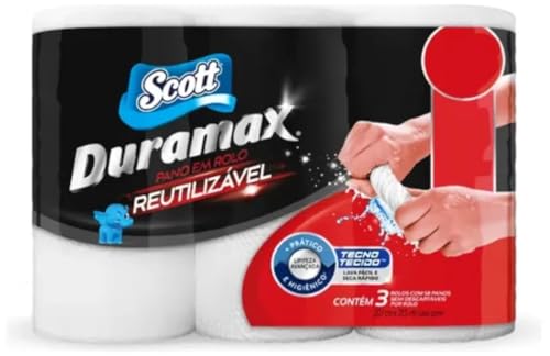 Pano Reutilizável em Rolo Scott, Branco, 174 Folhas | Duramax, (3 Unidades de 58 Folhas)