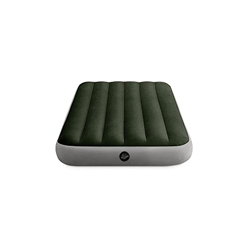 Intex 64777E Dura-Beam Standard Prestige Air Mattress: Fiber-Tech - Twin Size - Hand-Held Battery Pump - 10in Bed Height - 300lb Weight Capacity