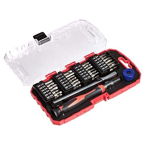 🔥 STARKER PREIS (-40%) Amazon Basics 51-teiliges Präzisions-Schraubendreher-Bit-Set, Mikro-Reparatur-Set mit Torx-, Tri-Wing-, Hex- und Phillips-Bits, Magnetisches Etui für Laptops, Smartphones, Uhren und Kleine Elektronik