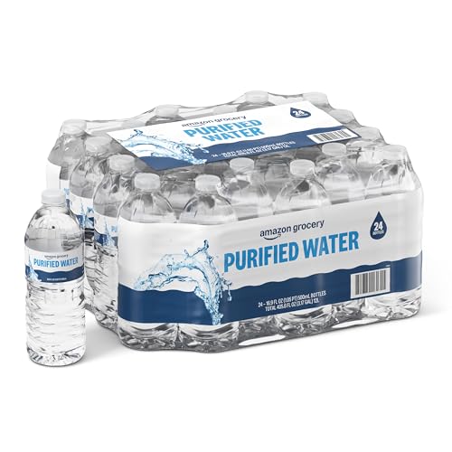 Amazon Grocery, Purified Water, 16.9 Fl Oz, 24 Ct (Previously Happy Belly, Packaging May Vary)