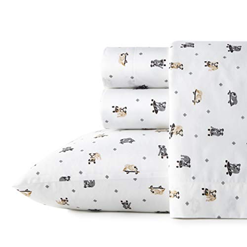 Poppy & Fritz - Twin XL Sheets, Cotton Percale Bedding Set, Crisp & Cool, Ideal Bedding Set (Skateboarding Bulldogs, Twin XL)