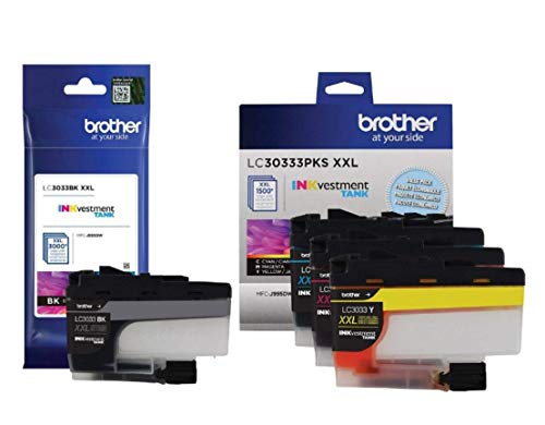 Brother Genuine LC3033 Super High Yield Black/Cyan/Magenta/Yellow Ink Cartridge Set