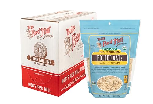 Bob's Red Mill Organic Old Fashioned Rolled Oats, 32oz (Pack of 4) - Non GMO, Whole Grain, Vegan, Kosher