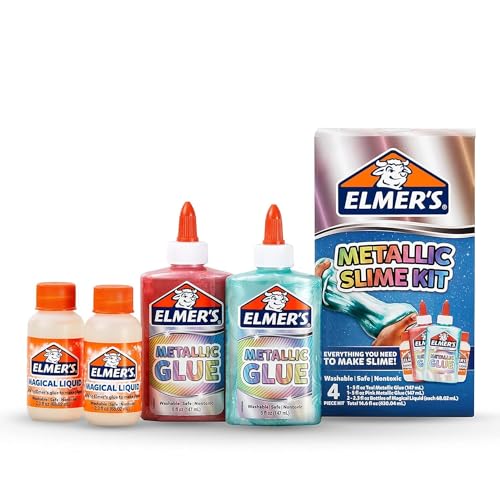 Elmer’s Metallic Slime Kit, Includes Glue and Magical Liquid Activator, 4 Piece Kit - Perfect for Parties, Gift, Kids Activity Time