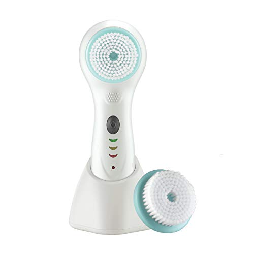 True Glow by Conair Facial Brush - Waterproof + RechargeableSoft Bristle Facial Cleansing Brush for Deep Pore Cleaning,