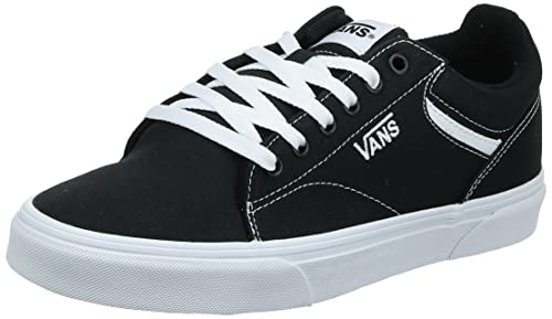 Vans Men's Seldan Shoe | Retro Tennis Inspired Sneakers for Fashion, Work & Everyday Wear, Canvas Black/White, 11.5
