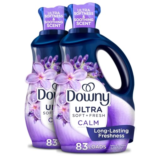 Downy Ultra Soft Fabric Softener Liquid, Calm, Lavender and Vanilla Bean, 56 fl oz, 83 Loads, Downy Fabric Softener, Laundry- Pack of 2
