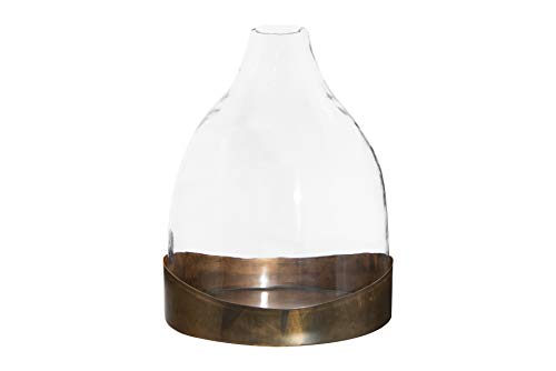 Creative Co-Op Sophisticated Glass Cloche with Metal Tray, Clear and Copper
