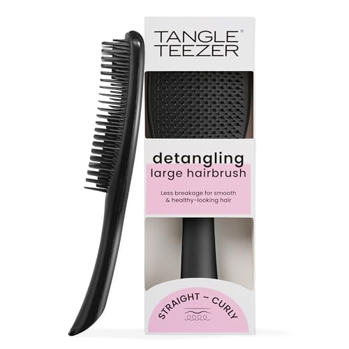 Tangle Teezer Large Ultimate Detangler Hairbrush - For Wet & Dry Hair - Detangling Brush for Thick, Curly & Long Hair - Two-Tiered Teeth Reduce Breakage & Eliminate Knots - Large Paddle - Black Gloss