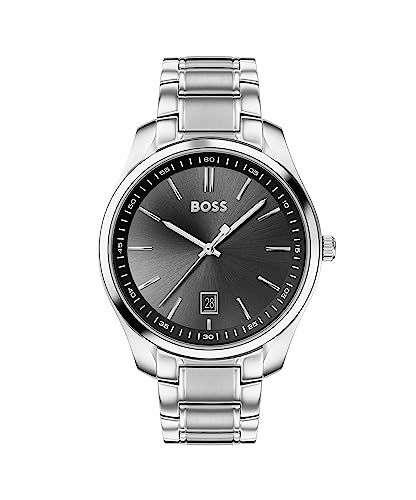 Stainless Steel Circuit Analog Black Dial Men Watch-1513730, Silver Band