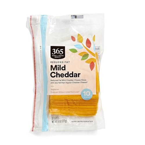 365 By Whole Foods Market, Cheddar Mild Reduced Fat Sliced, 8 Ounce