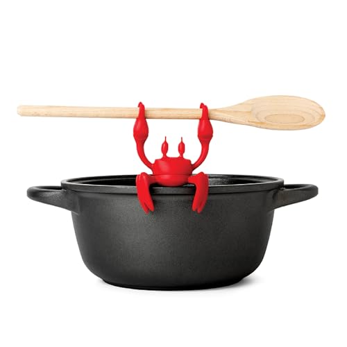 OTOTO Red the Crab Silicone Utensil Rest - Kitchen Gifts, Silicone Spoon Rest for Stove Top - Heat-Resistant Kitchen and Grill Utensil Holder - Non-Slip Spoon Holder Stove Organizer, Steam Releaser