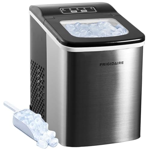 Frigidaire Compact Countertop Ice Maker, Makes 26 Lbs. of Bullet Shaped Ice Cubes Per Day, Silver StainlessZAFRO Counte