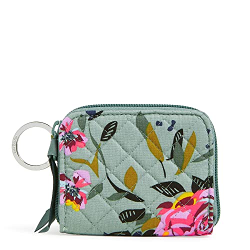 Vera Bradley Women's Cotton Petite Zip-around Wallet With RFID Protection, Rosy Outlook - Recycled Cotton, One Size