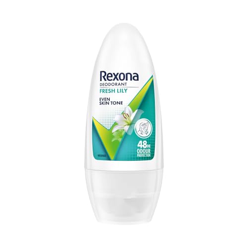 Rexona Fresh Lily Underarm Roll On Deodorant For Women, Antiperspirant With Glycerine, Removes Odour, Keeps Skin Fresh & Clean, Alcohol Free, 50 ml