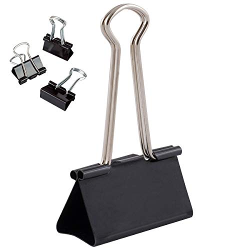 ⚡ BLITZDEAL (-62%) D.RECT Foldbackklammern 51 mm – 12 Stück Schwarze Binder Clips aus Metall – Starke Vielzweckklammern für Dokumente, Papier, Notizen & Bürobedarf