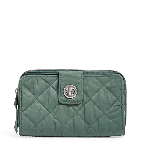 Vera Bradley Women's Performance Twill Turnlock Wallet With RFID Protection, Olive Leaf, One Size