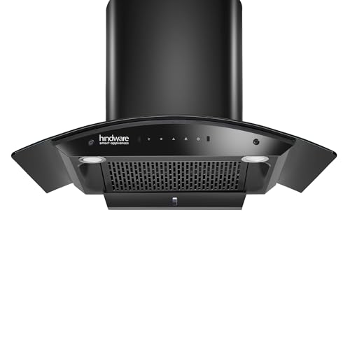 Hindware Smart Appliances | Nadia 90 cm Chimney | 1350 CMH |Curved Glass | Filterless | Auto Clean | Touch Control, Motion Sensor | 10 Yrs Warranty on