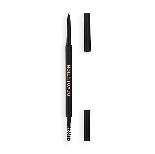 Revolution Precise Brow Pencil, Double-Ended Makeup Tool with Brush for Easy & Ultra Defined Brows and Bold Looks, Dark Brown, 0.05g