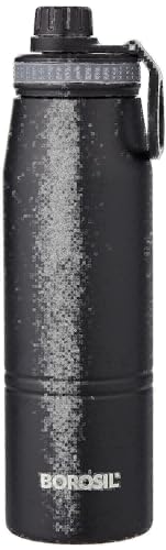 900ml Go Sport Black Stainless Steel Water Bottle | ISI Certified Made in India | 14 Hours Hot & 18 Hours Cold Double Wall Vacuum Insulated Flask | Bo