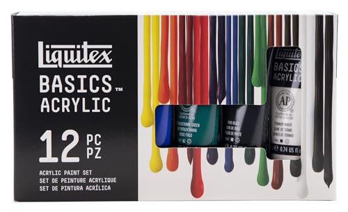 Liquitex BASICS Acrylic Paint Set, 12 x 22ml (0.74-oz) Tube Paint Set