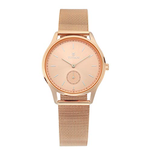 Titan Ladies Workwear Slimline Analog Rose Gold Dial Women's Watch-NN95069WM01