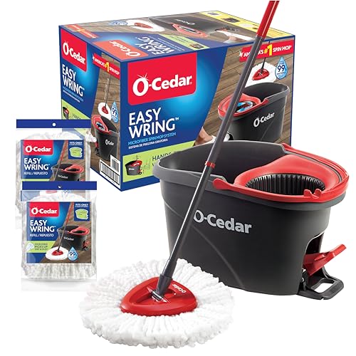 O-Cedar EasyWring Microfiber Spin Mop and Bucket with 2 Extra Refills