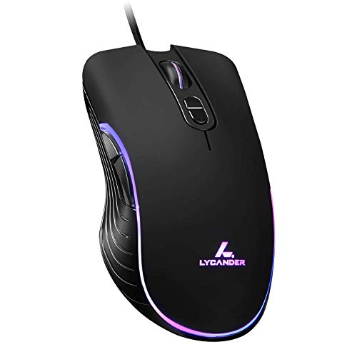 🔥 SELTEN SO GÜNSTIG (-65%) LYCANDER LMC380 Gaming-Maus, kabelgebunden, Optische USB-Mäuse mit Einstellbarer Dpi, bis zu 6400, 7 Tasten, LED, 1, 5 m Kabel